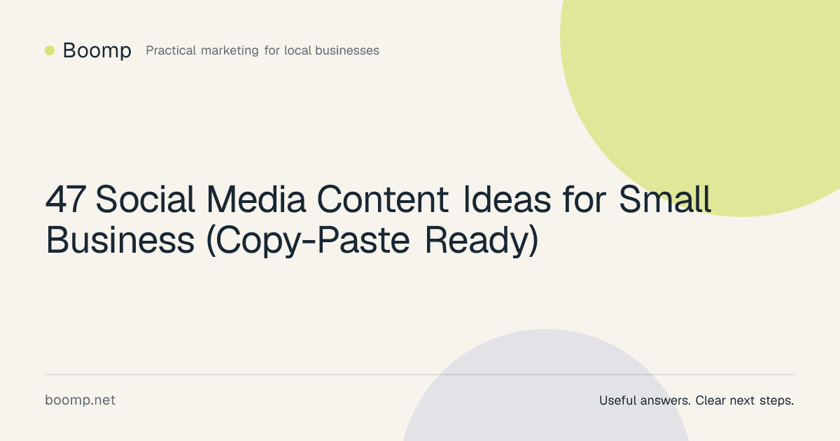 47 Social Media Content Ideas for Small Business (Copy-Paste Ready) | Boomp