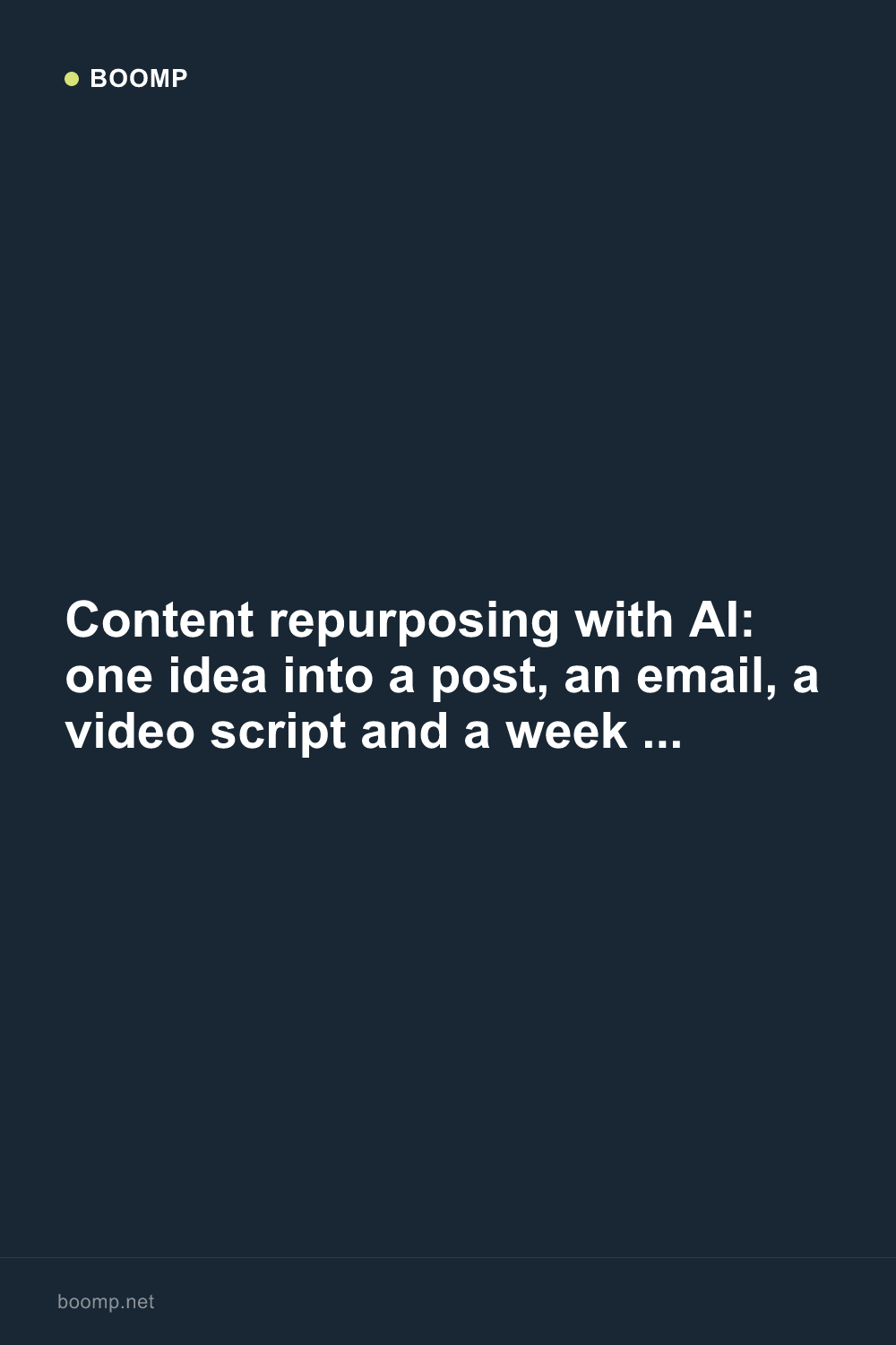 Content repurposing with AI: one idea into a post, an email, a video script and a week of social