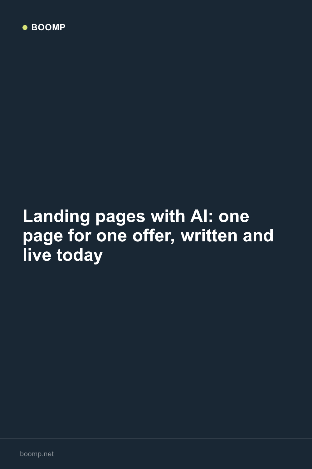 Landing pages with AI: one page for one offer, written and live today