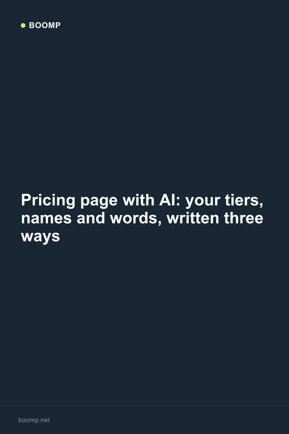 Pricing page with AI: your tiers, names and words, written three ways
